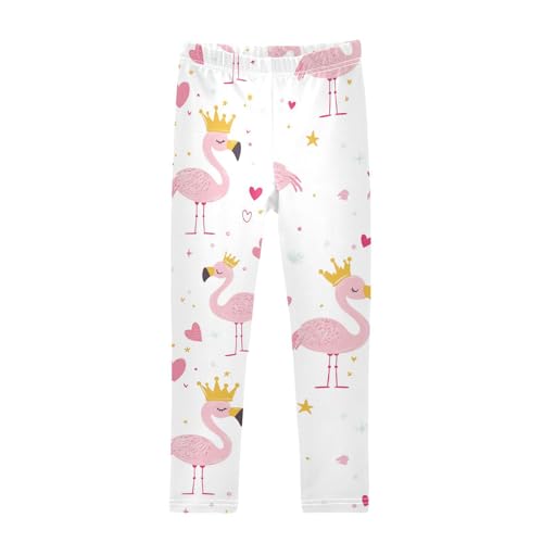 Wusikd Pink Flamingos Girls' Leggings Toddler Doodles Cute Kids Yoga Pants Dance Active Tights 4T