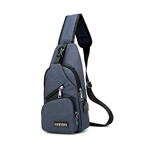 PORRASSO Men Sling Bag Small Shoulder Crossbody Bag with USB Chest Bag Daypack
