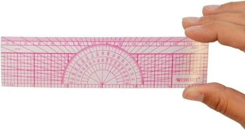 Westcott Engineers' Protractor Ruler, 6", 15cm, Transparent (W-8)