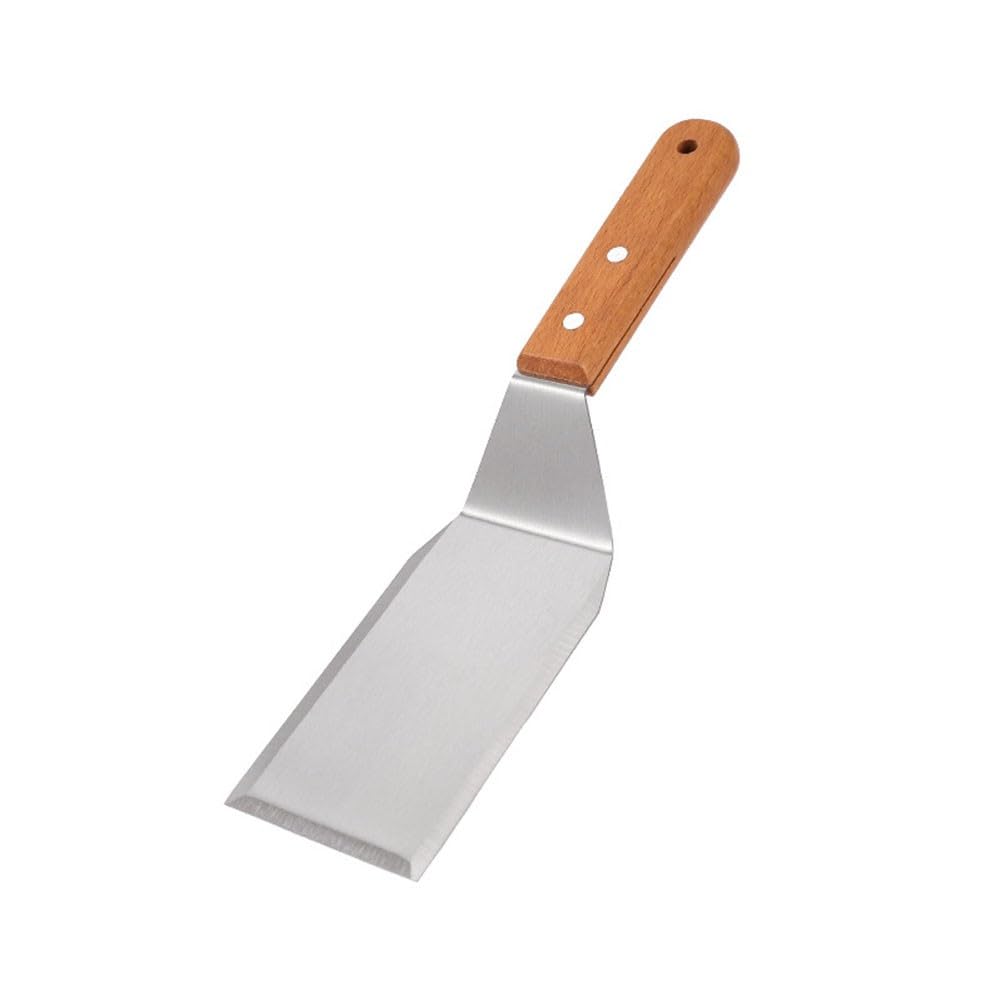 Lot de 3 spatules professionnelles en acier inoxydable avec manche en bois pour barbecue