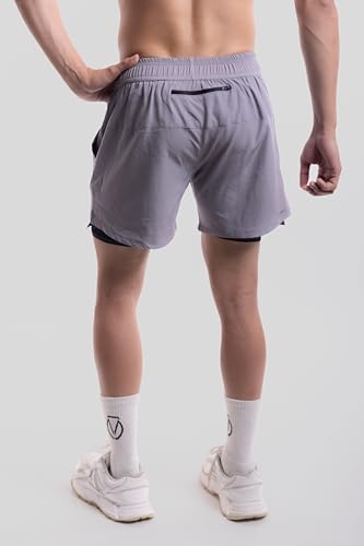 Image of COITONIC 2 in 1 Active Dual Black Shorts with Inner Tights Layer | Men's Double Layer Short for Running, Gym & Sports