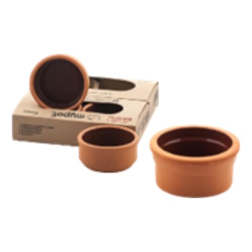 NORDIC SCHILLER Cuencos de barro hechos a mano, 150 ml, juego de 4 unidades, 9,5 x 4,5 cm, ollas de barro esmaltadas marrones aptas para horno y microondas, ideales para servir y cocinar, platos de