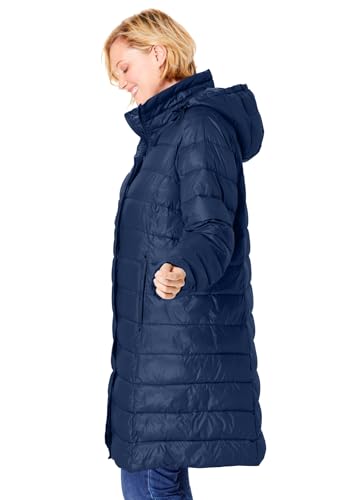 Woman Within Plus Size Long Packable Puffer Jacket3