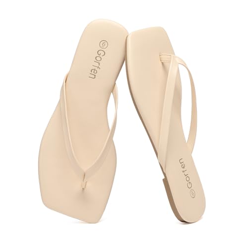 Image of Flip Flops for Women Comfortable Square Toe Casual Beach Sandals Summer Outdoor and Everyday Wear