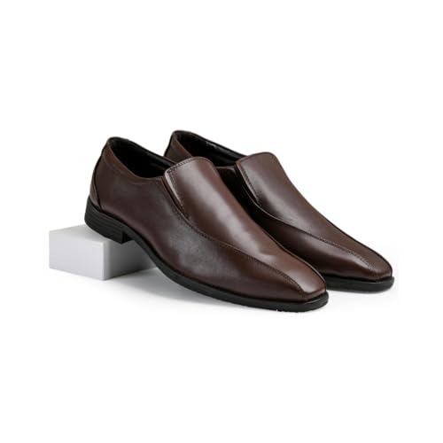 Image of Chardonnay Men's Black Leather Slip On Formal Shoes | Comfortable Loafers for Office, Business