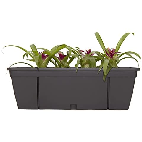 Garden4You Hanging Planter, Balcony Trough Set with hooks and saucer 50cm (1, Antracid) Cover
