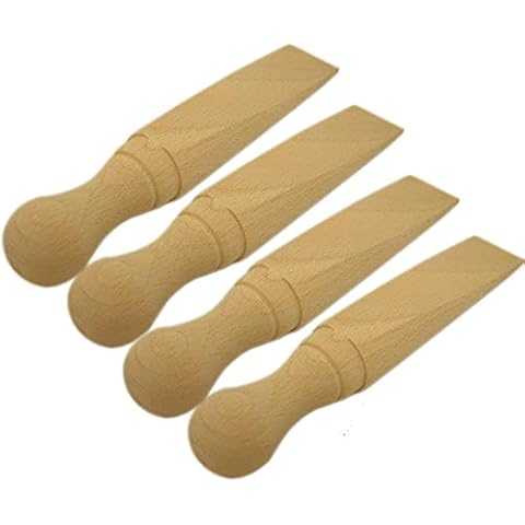 Set of 4 | Traditional Natural Wood Door Stops Wooden Birch Doorstop Wedge Door Stopper Door Jam for All Floors Type Cover
