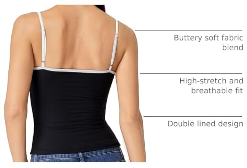Image of QINSEN Women's Double Lined Basic Tank Top Adjustable Spaghetti Straps Sleeveless Camisole Shirts