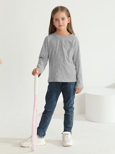 Image of 4 Pack Girls Long Sleeve Shirts Cotton T-Shirts Tagless Kids Tees Clothes