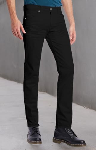 ETHANOL Men's Slim-Fit Comfort Stretch with 5 Pocket Design Straight Pants, Apl26131sk-pk3puelp-black, 34W x 32L