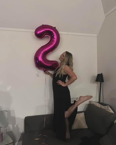 Image of 40 Inch Hot Pink Number 3 Balloon, 3rd Birthday Party Decorations | 40 Inch Hot Pink inflatable foil number balloons, large birthday decorations for 3rd birthday