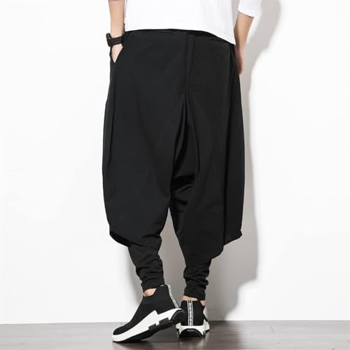 Seidarise Men's Harem Pants Hip hop Joggers Baggy Wide Leg Pants Casual Harem Linen Japanese Yoga3