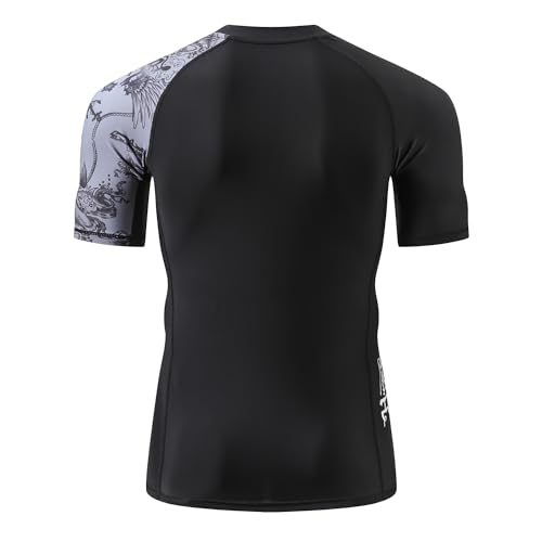 HUGE SPORTS Men's Splice UV Sun Protection UPF 50+ Skins Rash Guard Short Sleeves4
