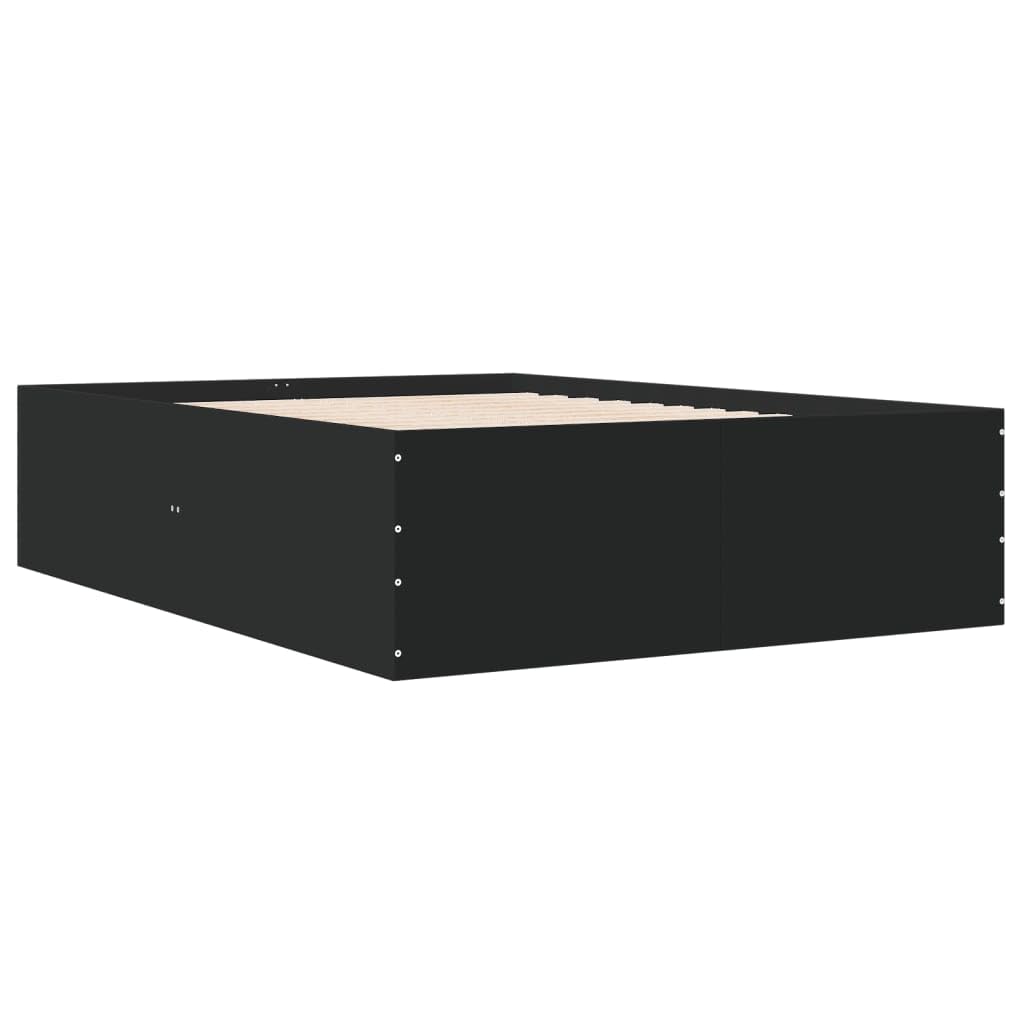 vidaXL Bed Frame, Bed Base for Bedroom Home Guest Room, Mattress Foundation for Double Bed, Bedstead, Black 120x200 cm Engineered Wood — image 1