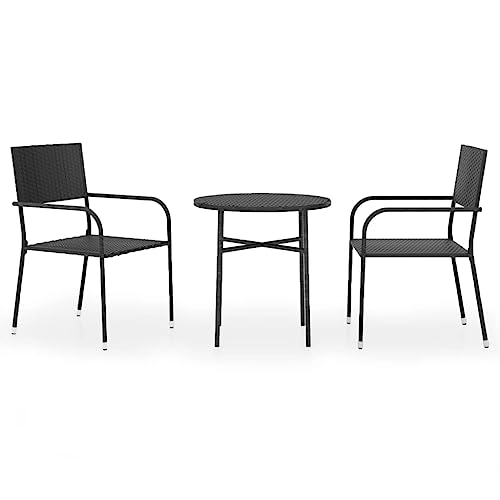 vidaXL Mobilier à Dîner de Jardin 3 pcs Ensemble de Salle à Manger de Patio Mobilier de Repas d'Extérieur Terrasse Résine Tressée Noir