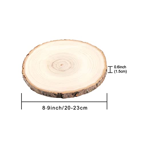 Pllieay 5Pcs 8-9 Inch Round Wood Slices, Unfinished Natural Poplar With Tree Bark, Disc Coasters Wood Coaster For Weddings, Table Centerpieces And Other Diy Projects #TOP1
