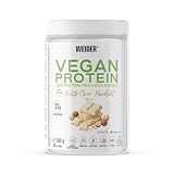 Weider Vegan Protein (750g) Cioccolato Bianco-Nocciola, Proteina 100% Vegetale di Pisello (Pisane) e Riso, 23g/porzione, con Vitamina B12, Frutto del Monaco e Stevia, Senza Zucchero, Senza Glutine