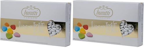 Buratti Confetti Dragées au Chocolat Curiandoli Blanches 1 Kg (Lot de 2)
