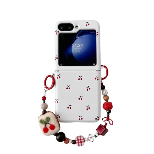 Coque antichoc pour Samsung Z Flip 6 avec toit cerise et dragonne de maintien