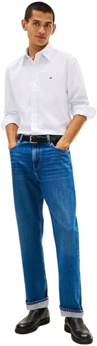Tommy Hilfiger Men Flex POPLIN Fake Solid RF Shirt MW0MW41711 L/S Shirt, Blue, XL