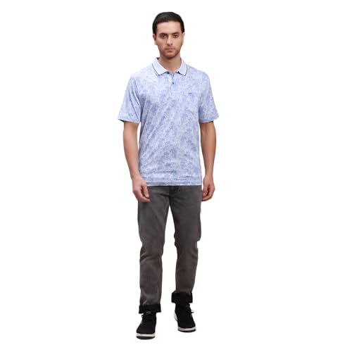 Image of Colorplus Men's Pure Cotton Print Pattern Classic Fit Polo Neck Half Sleeve Casual T-Shirt