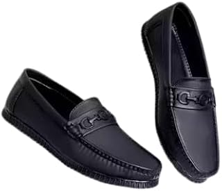 Men’s Black Synthetic Leather Loafers | Stylish Slip-On Casual & Formal Shoes with Comfort Sole Shoe Price In India