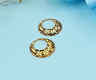 1 Micron 22K Gold Plated Nattiyan Earrings For Men's Panjabi Boy | Gold Plated Brass Material Golden Hoop Studs Earrings Bali For Mens Fashion's