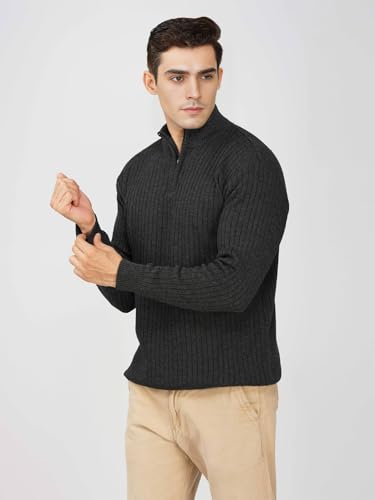 Image of LOQUE Men's Wool Blend Selection Sweater Half Zip High Neck Pullover Warm Casual Winter Wear for Office and Travel