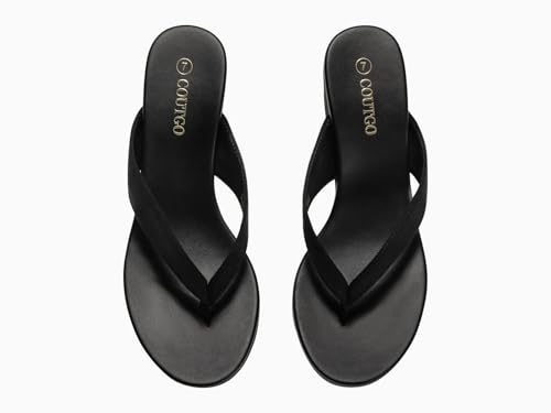 Image of Coutgo Womens Wedge Heels Sandals Platform Flip Flops Slides Slip On Summer Beach Shoes