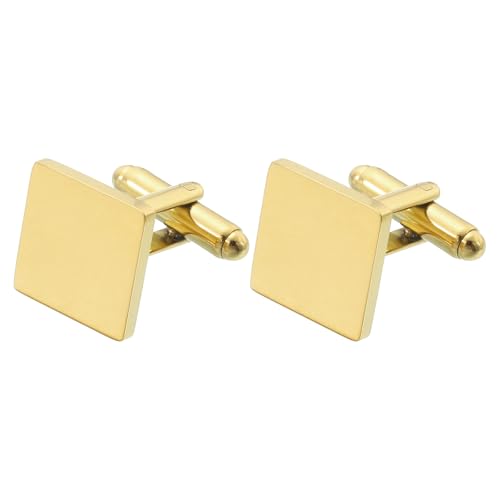 uxcell 2 piezas Mancuernas cuadradas de acero inoxidable dorado miniatura 1