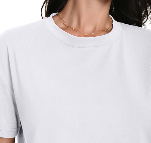 Workout Crop Tops Oversized Tshirts for Women Drop Shoulder Cotton Short Sleeve Tees Boxy Yoga Shirts 20254