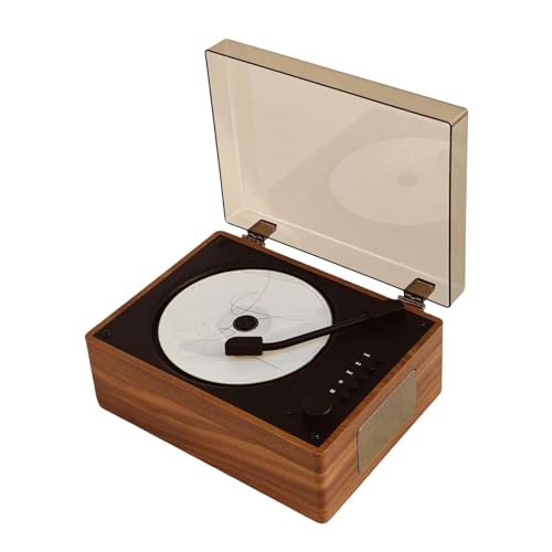 Reproductor de CD Bluetooth, reproductor de CD retro con mando a distancia y altavoz, reproductor de CD portátil, pequeño, reproductor de CD Bluetooth, soporte USB y reproducción AUX (marrón)