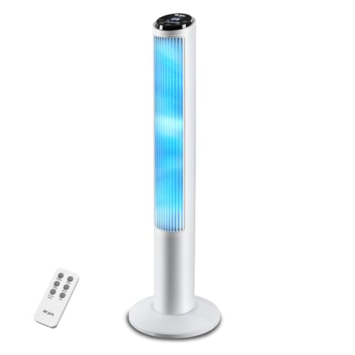 Air Pro 40" Tower Fan SmartVoice™ Control Oscillating Bladeless Fan with Remote - Tall Compact 3 Speeds Quiet 50W Motor Cooling Fan - Floor Standing Fan for Home Office - LED Display 15 Hour Timer