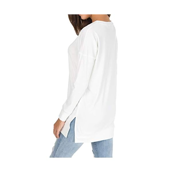 levaca-Womens-Fall-Long-Sleeve-Side-Split-Loose-Casual-Pullover-Tunic-Tops levaca Womens Fall Long Sleeve Sweatshirt Side Split Loose Casual Tunic Tops White L