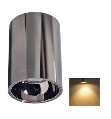 Image of Mufasa 6 Watts Black Chrome Finish LED Round Surface Light Cylindrical Shape Indoor Ceiling Mounted Spot Light Down Light Aluminum Body (Warm White)