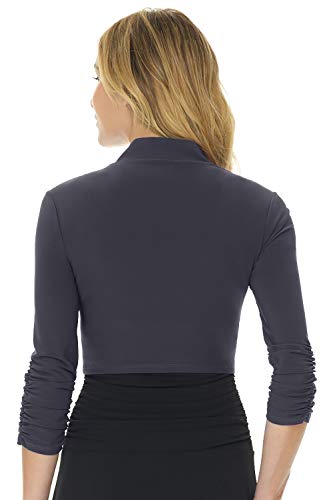 Image of Rekucci Women's Chic Soft Knit Stretch Bolero Shrug with Ruched Sleeves