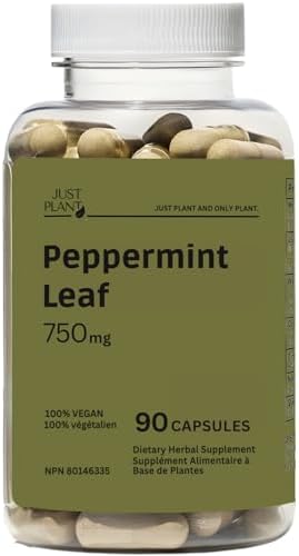 Vegan Peppermint Leaf Capsules 750mg, 90 vegan capsules | Gentle Digestive & Breath Support | Herbal Supplement | Organic, Gluten-Free