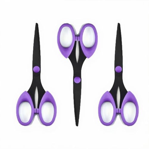 3 Pack 6.5 Multi-Purpose Arts and Crafts Scissors Non-stick Coated Stainless Steel & Comfort Grip for Office Home School and Sewing(Purple)