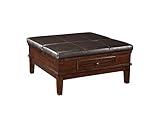 Signature Design by Ashley Gately Upholstered Ottoman Lift Top Coffee Table, Brown