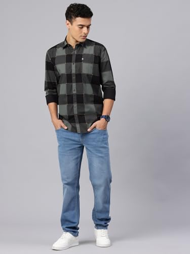 Image of Majestic Man Stylish Slim Fit Cotton Spread Collar Checked Casual Shirt