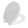 Round Toilet Seat Soft Close 16.5'',Standard Universal Toilet Lid Round with PP Material Safe,Easy to Clean and Install,Ergonomic design,Never Loosens,2 Years Support,White Plastic