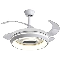 Lampara Ventilador Selene BEL AIR HOME - Ventilador de Techo LUNA Acabado Blanco con Motor DC y Aspas Desplegables con Luz Led 36W con MEMORIA (3000K, 4000K, 6500K) Con Mando a Distancia Incluido