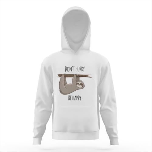 Funny Cute Sloth Don't Hurry Be Happy Vintage Hoodies for Teen Girls Boys Lightweight Kangaroo Pocket Sweatshirt3