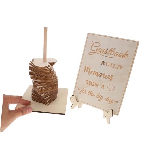 Caja de boda de madera beige CRAFTHROU para organizar sobres 5