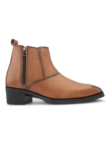 Image of Prolific Men's Chelsea Zipper /Chain Boots | High Ankle Boot| Formal, Office & Casual Wear Shoes | Soft Cushioned Insole, Slip-Resistance, Dynamic Feet Support, Arch Support & Shock Absorption