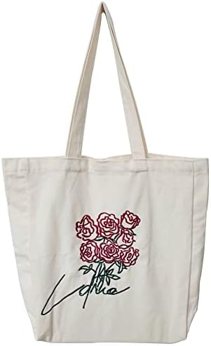 Jiamusi Canvas Tote Bag for Women Girls Kids school Shoulder Bag with zipper Work Beach Lunch Travel and Shopping Grocery Bag
