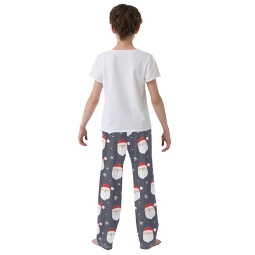 Boys' Pants Happy Santa Claus Grey Long Bottoms Jogger Pants Elastic Waist Trousers with Pockets S-XL3