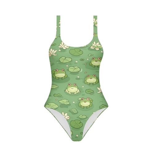 Image of One Piece Bathing Suit for Teen Girls Comfy Crewneck Backless Bathing Suit