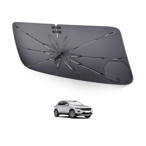 LUWU Osłona przeciwsłoneczna na przednią szybę samochodu, kompatybilna z VW T-ROC T ROC 2017-2024, składana osłona przeciwsłoneczna na szybę przednią, izolowane termicznie akcesoria T ROC R R-Line