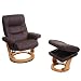 Produktbild MCA Relaxsessel HWC-J42, Fernsehsessel TV-Sessel Hocker, Stoff - schwarz-braun Wildleder-Imitat, Gestell naturbraun